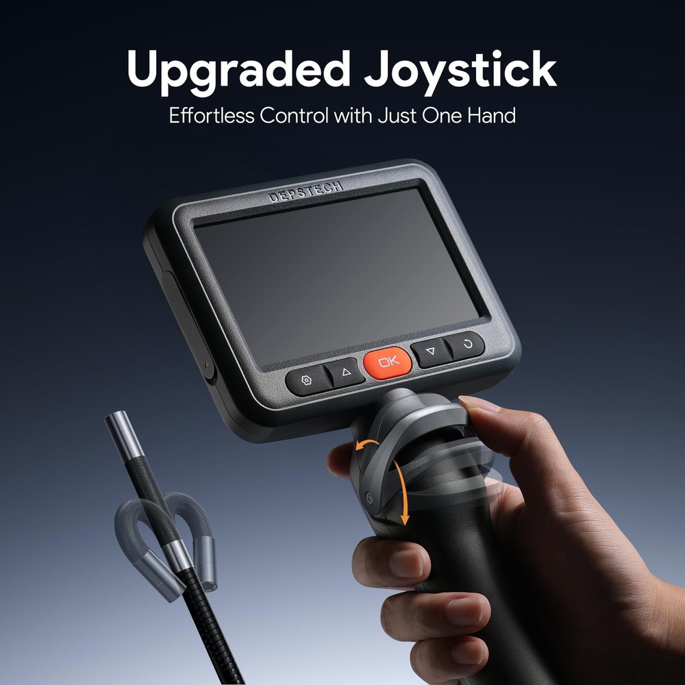 Articulating Borescope Camera with Light, 5" IPS HD Screen, Industrial Endosc...