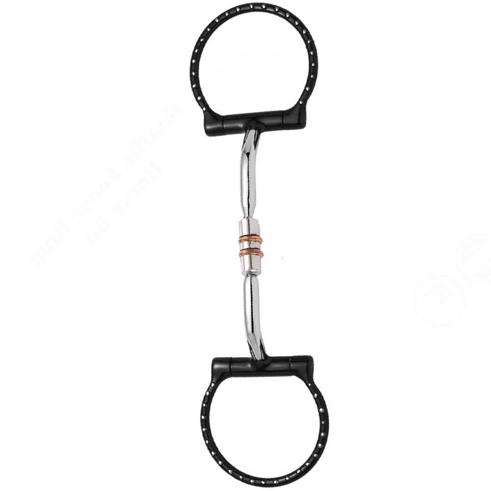 Western Horse D Ring Snaffle Bit Copper Roller Mouth Equestrian Training Bit