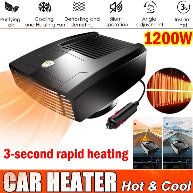 1200W Heater Portable Heating Cooling Fan Defroster Demister for Car Truck 12V