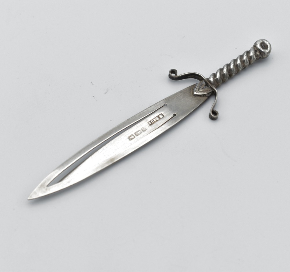 Antique Solid Silver Sword Form Bookmark George V 1912 Novelty