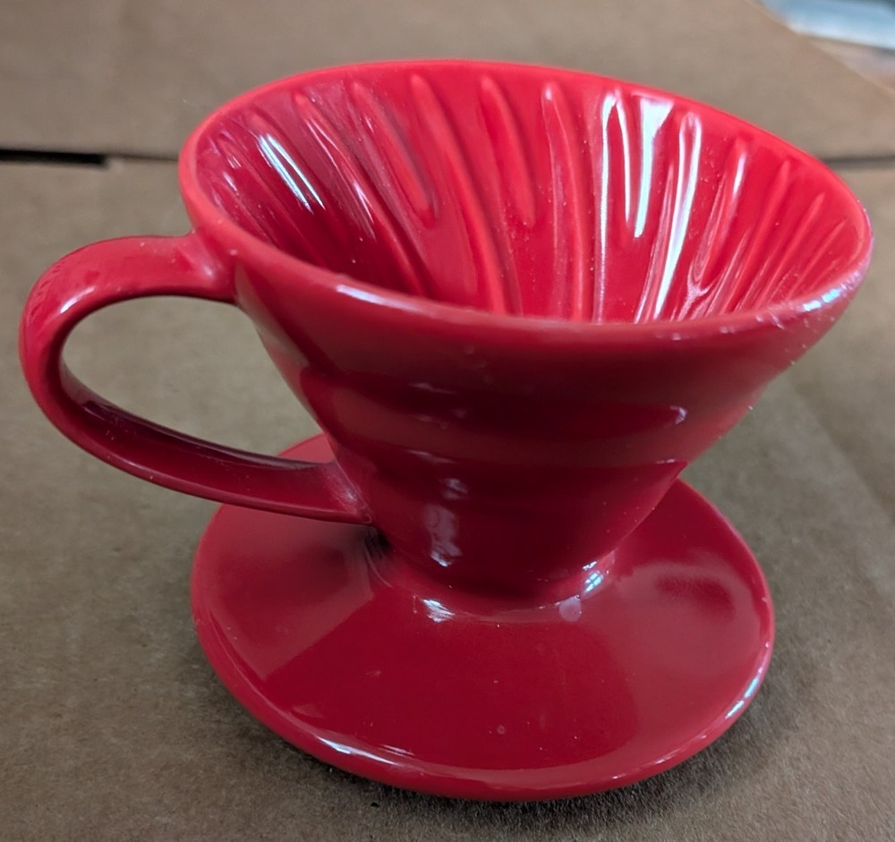 Pour Over Single Cup Coffee Dripper Red Ceramic. MF