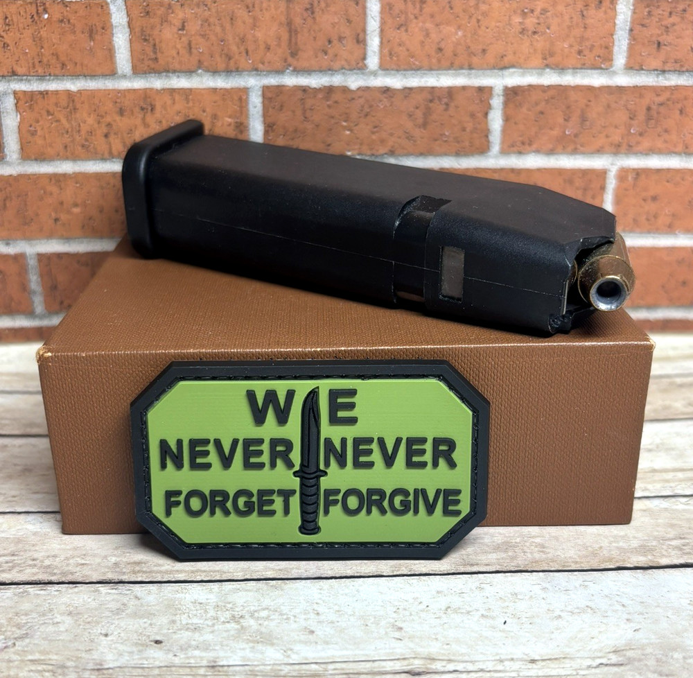 PVC Tactical Patch - Never Forget Never Forgive Patch - Morale Knife Patch