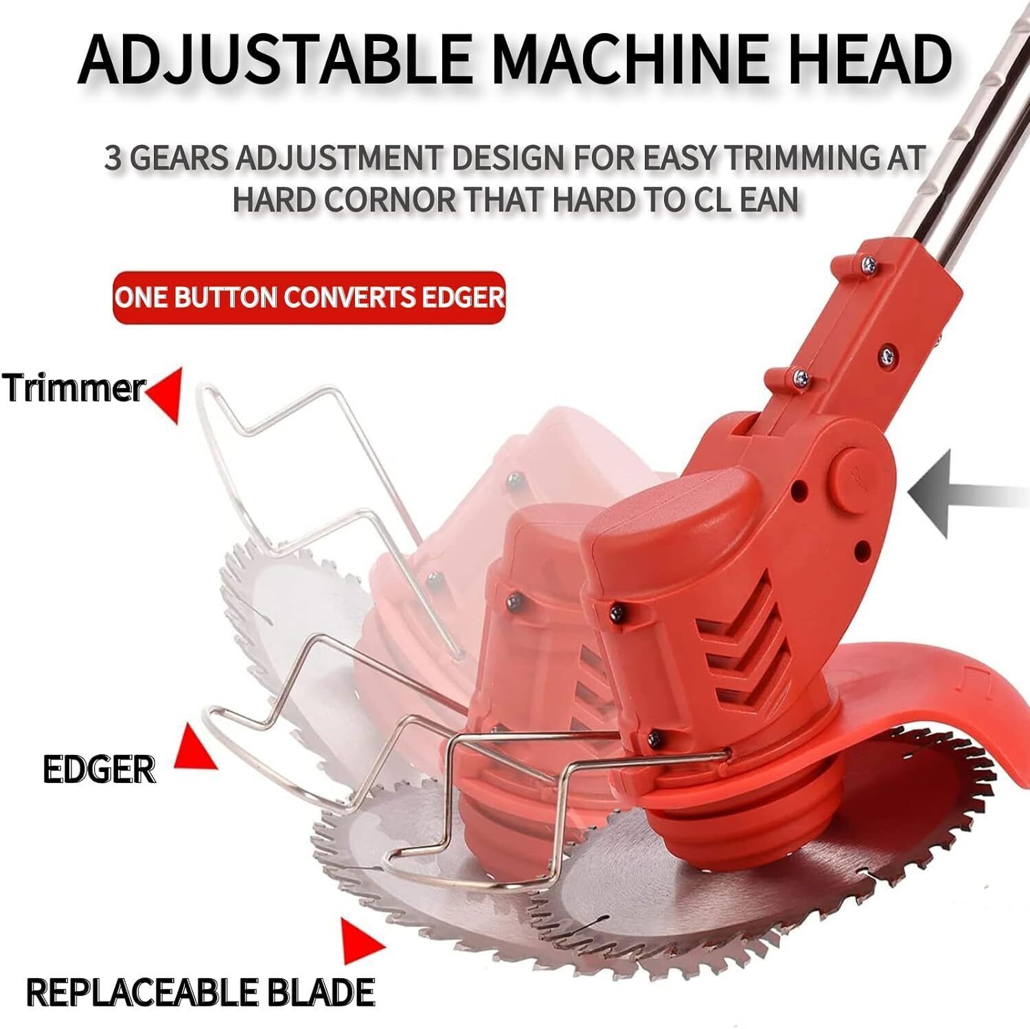 Electric Cordless Grass String Trimmer Lawn Edger Weed Wacker Cutter + 2 Battery