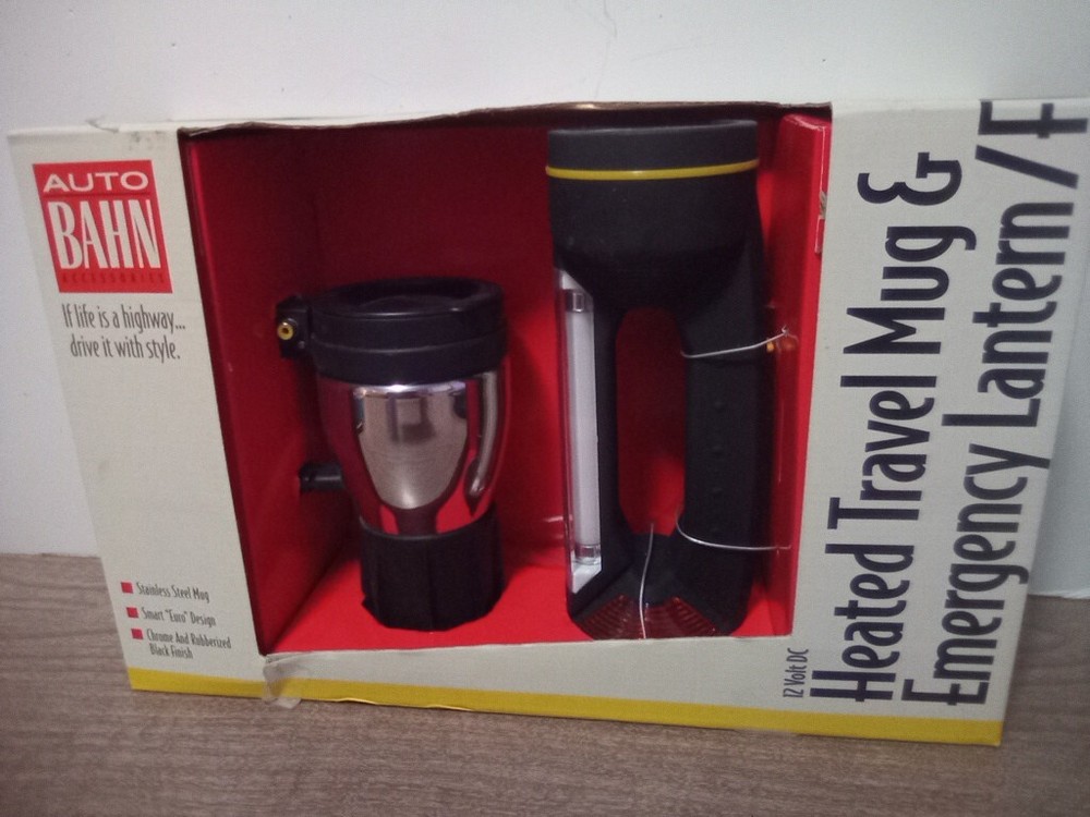 Auto Bahn NOS Heated Mug & Emergency Lantern Flasher Set