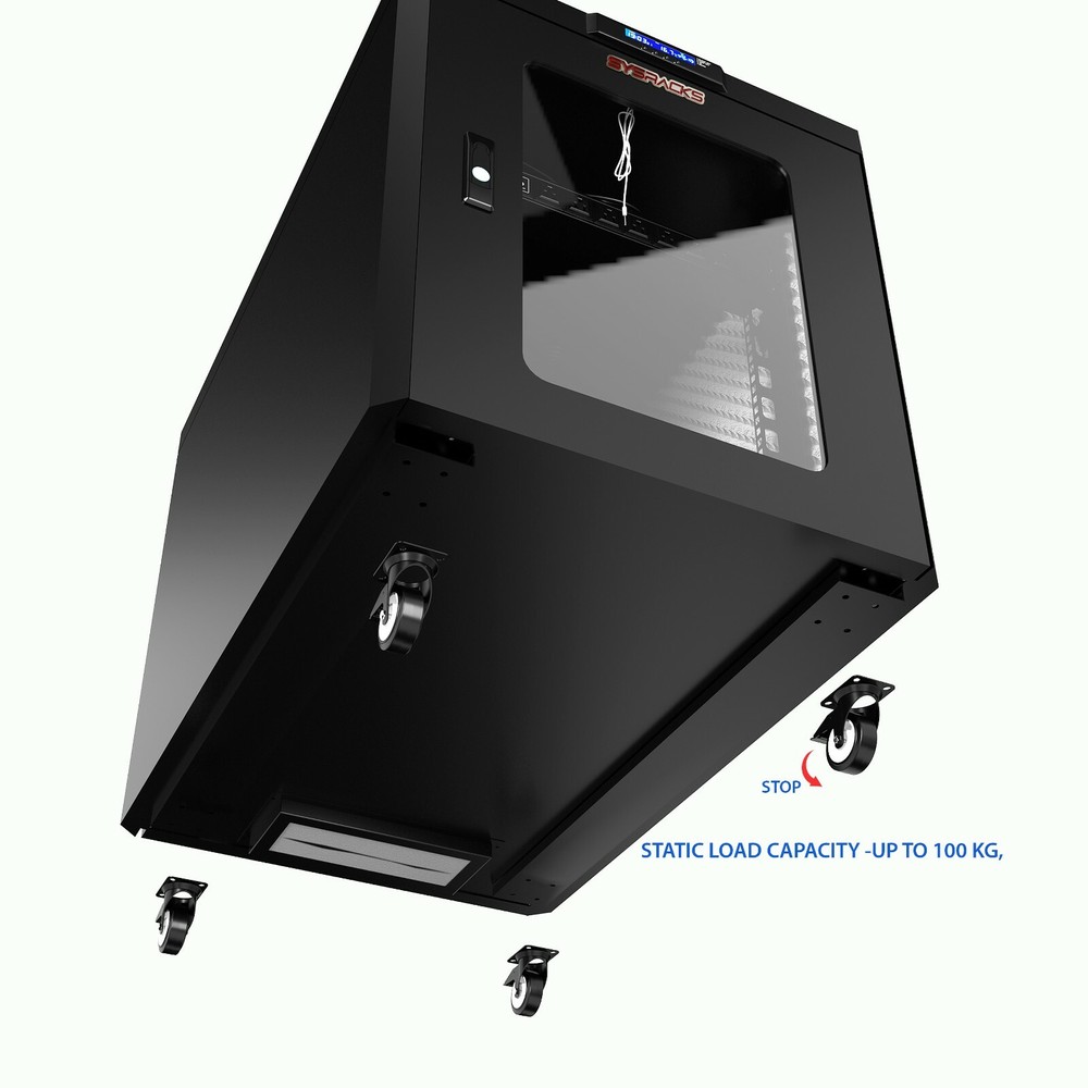 15U Sound proof Server Rack Cabinet Data Network - Cooling System - LCD Screen