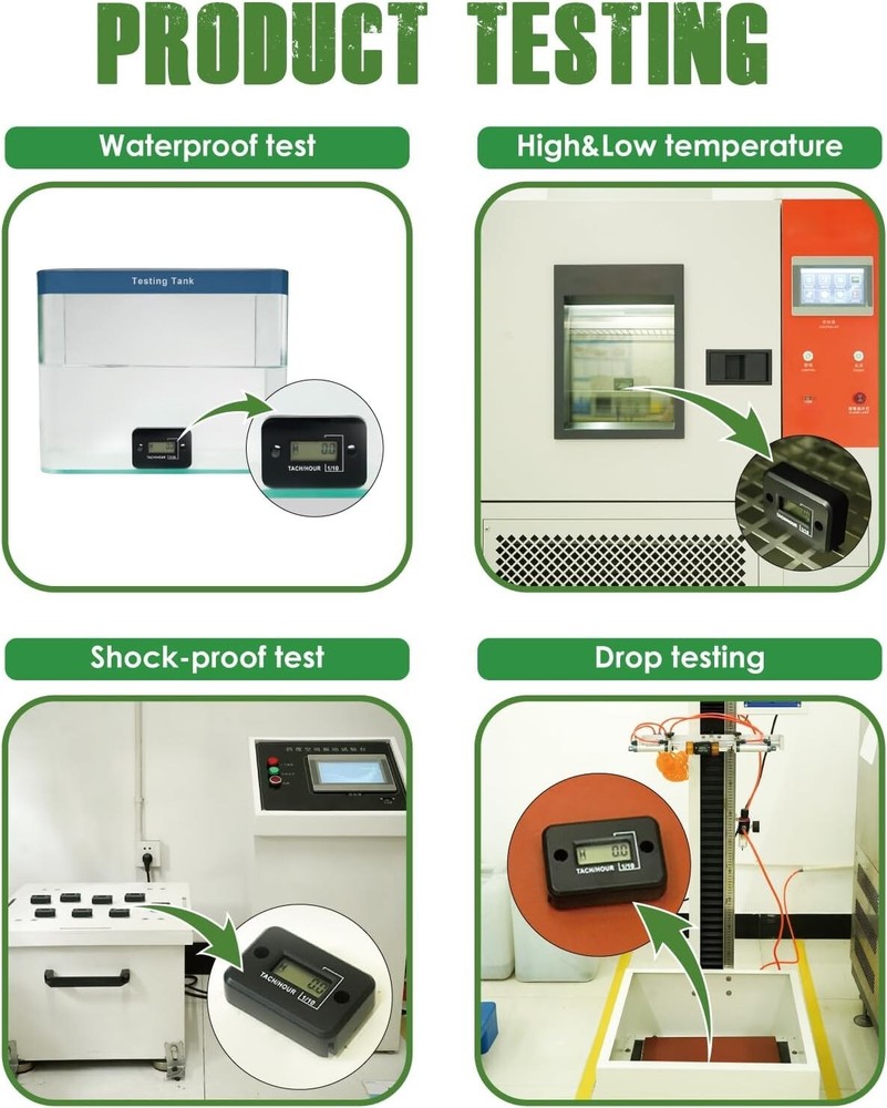 Waterproof Tachometer Tiny Tach/Hour Meter for 2 Stroke & 4 Stroke Small Engine