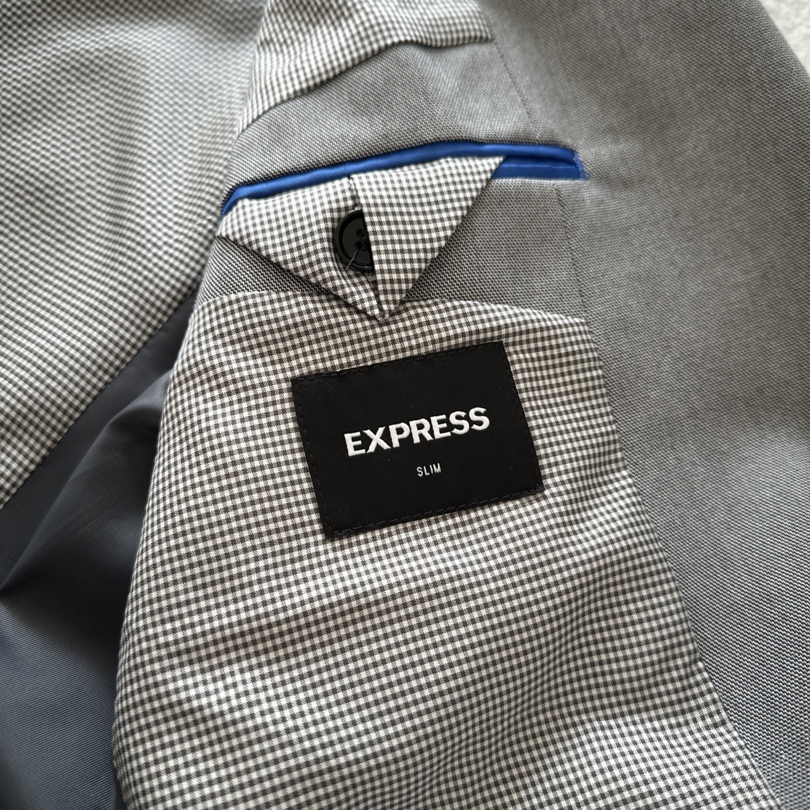 Express Men’s Suit Jacket 40R Slim Gray Brand New With Tags And Labels Business