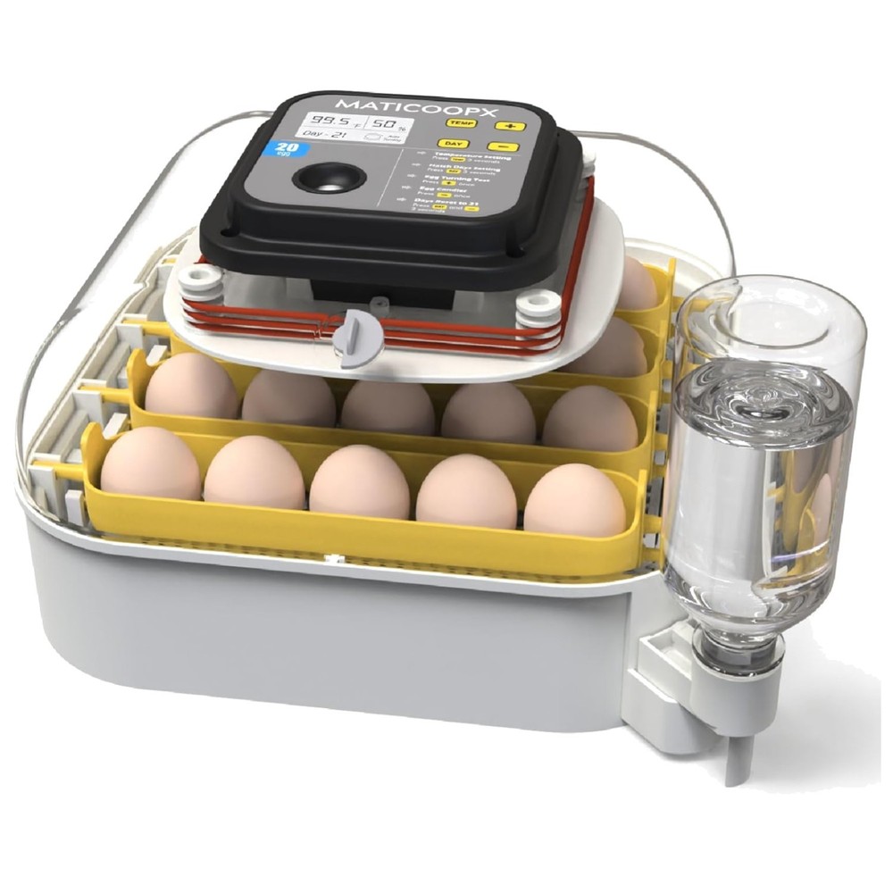 Efficient 20 Egg Incubator with Humidity Control & Egg Candler for Beginners