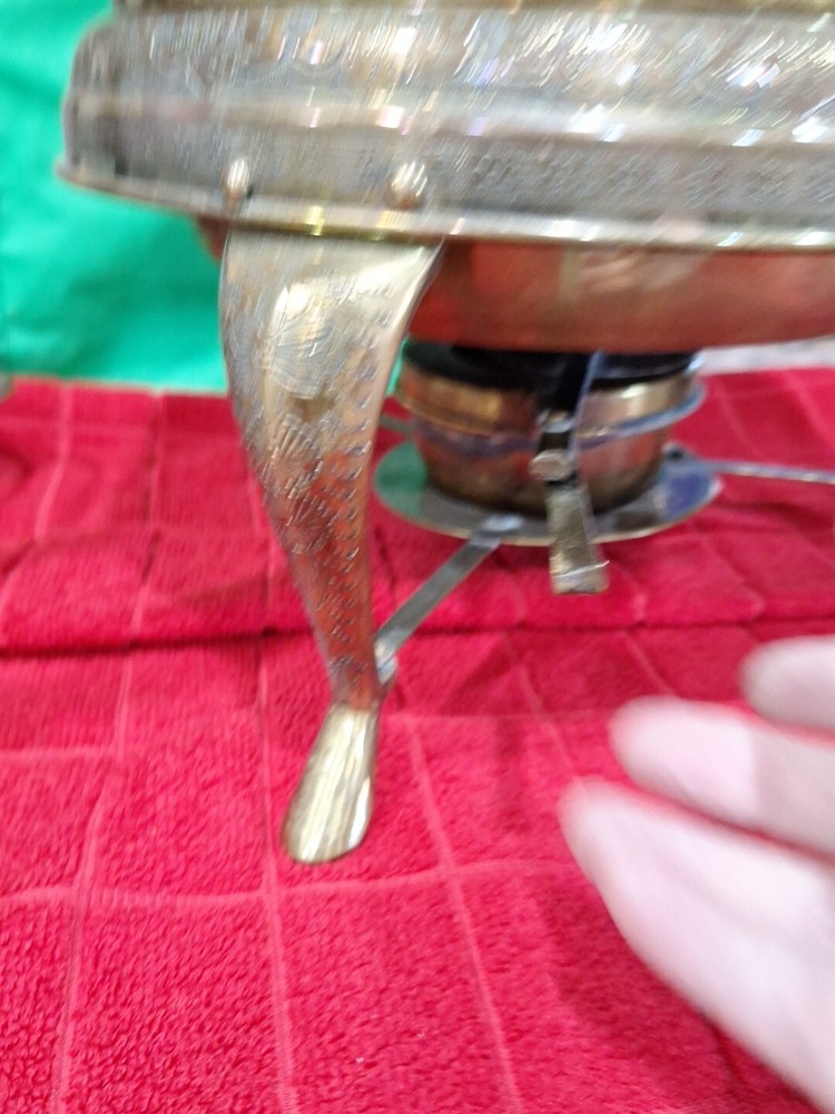 Beautiful Chaffing Dish Cookware - Antique Middle Eastern Brass Tin Lined