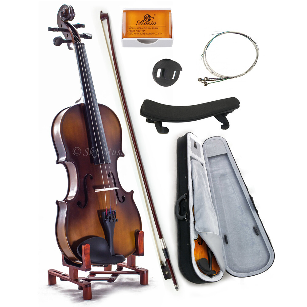 Solid Maple Spruce Wood Fiddle Violin 4/4 Full Size w Case Bow Shoulder String