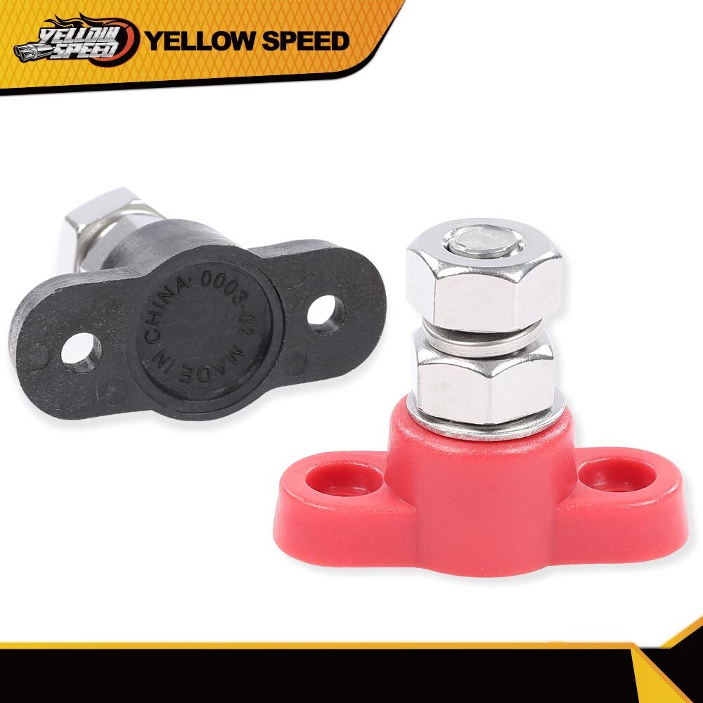 Red & Black Junction Block Power Post Set Insulated Terminal Stud 3/8"
