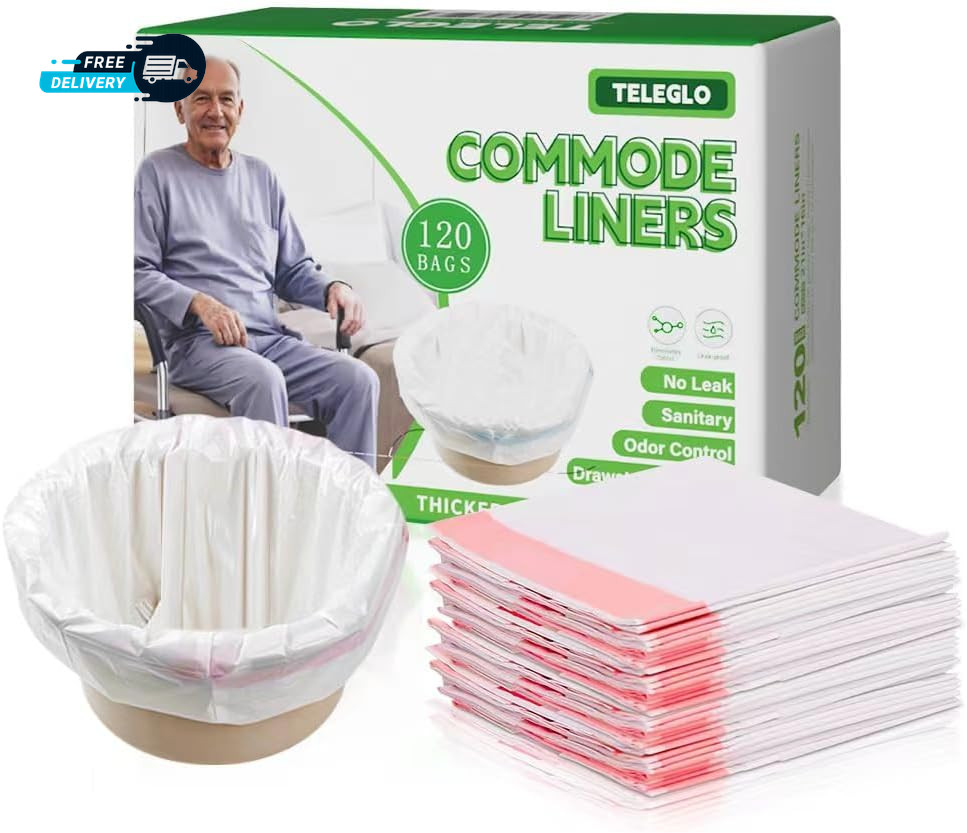 Commode Liners 120PCS Bedside Commode Liners Disposable-Portable Toilet