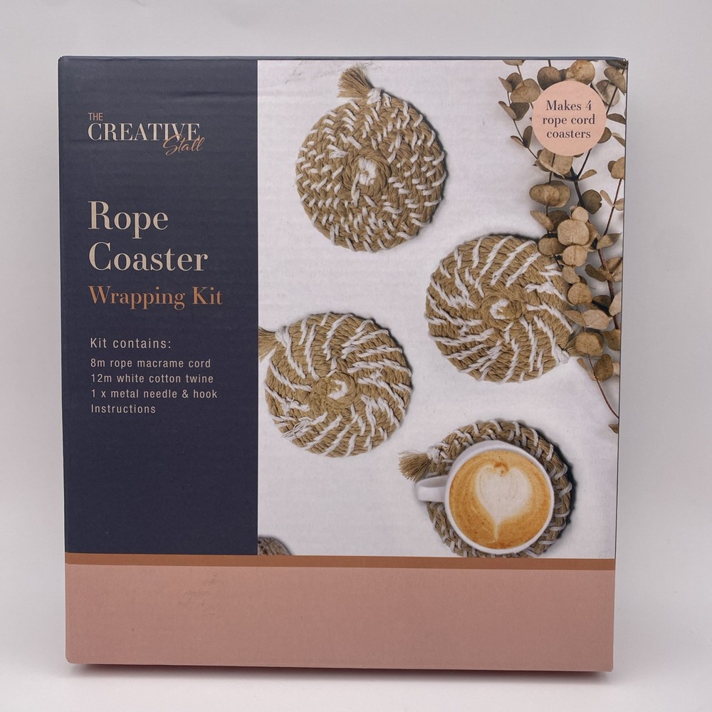 Rope Coaster Wrapping Kit, Craft Makes 4 Rope Coasters, Beachy, Hamptons Decor