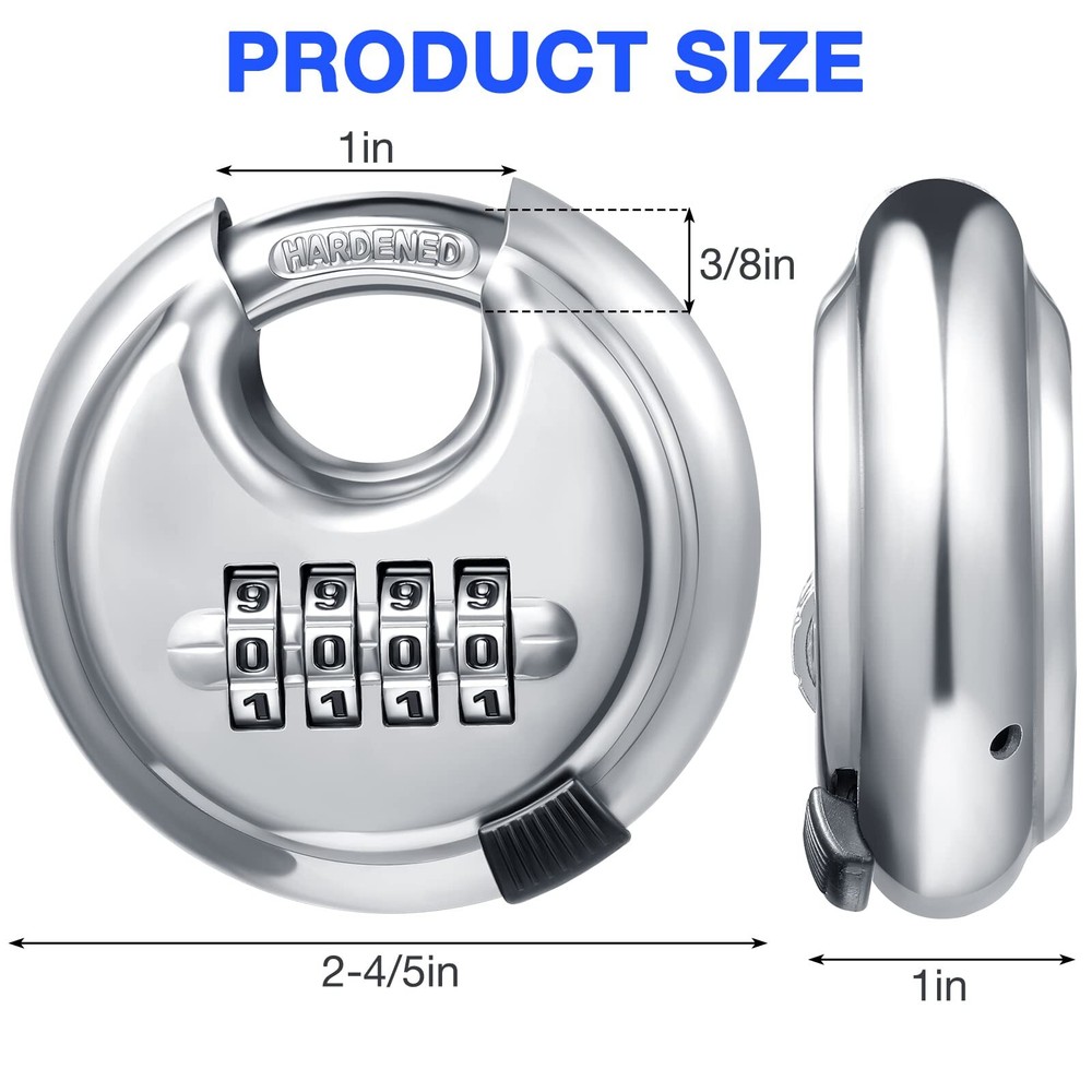 10 Pack 4 Digit Combination Locks Stainless Steel Code Disc Lock Combo