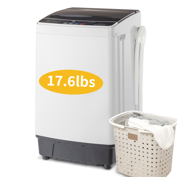 Full-Automatic Washing Machine Top Load Laundry Washer with LED Display 17.6 Lbs