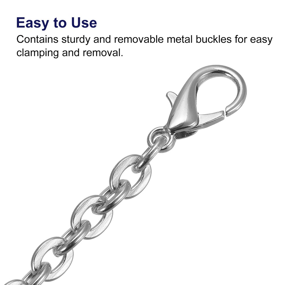 24"x0.22" Purse Chain Strap, Purse Handle Shoulder Replacement Strap, Silver