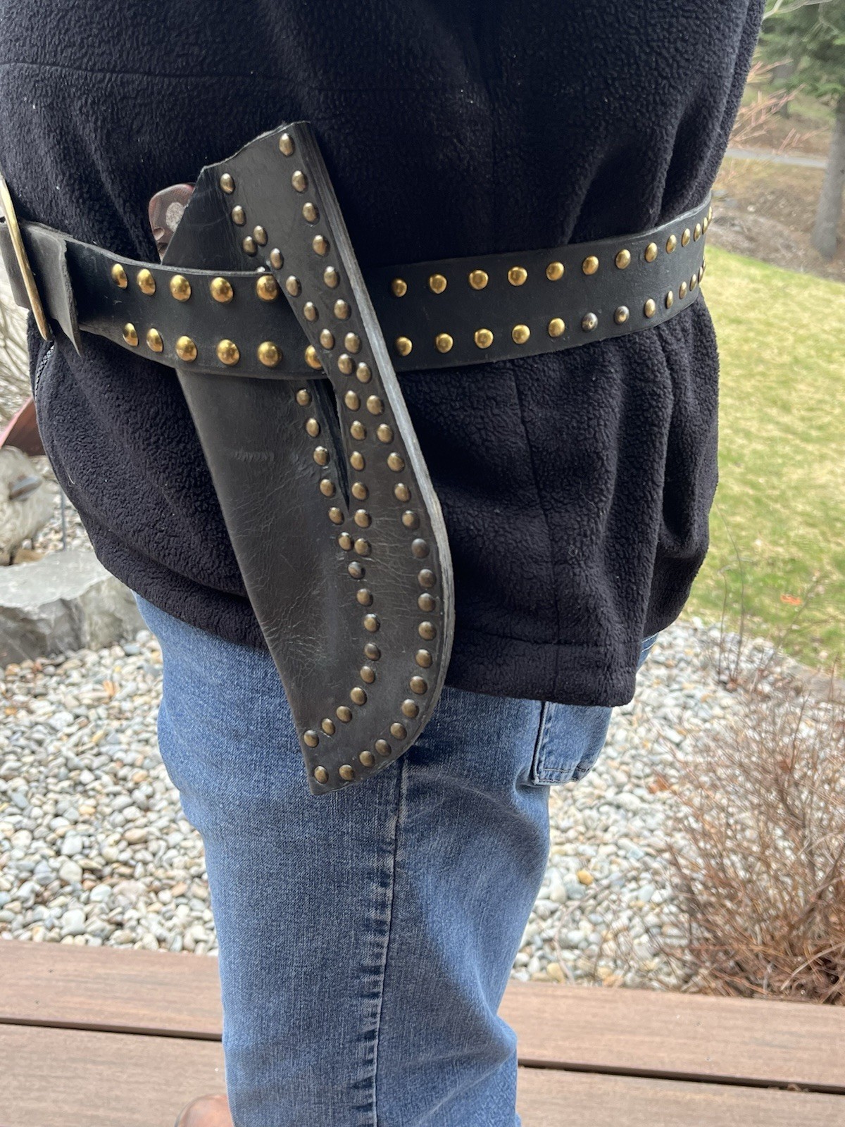 Mountain Man Leather Rendezvous Belt, Matching Knife/Sheath, Solid Brass Buckle