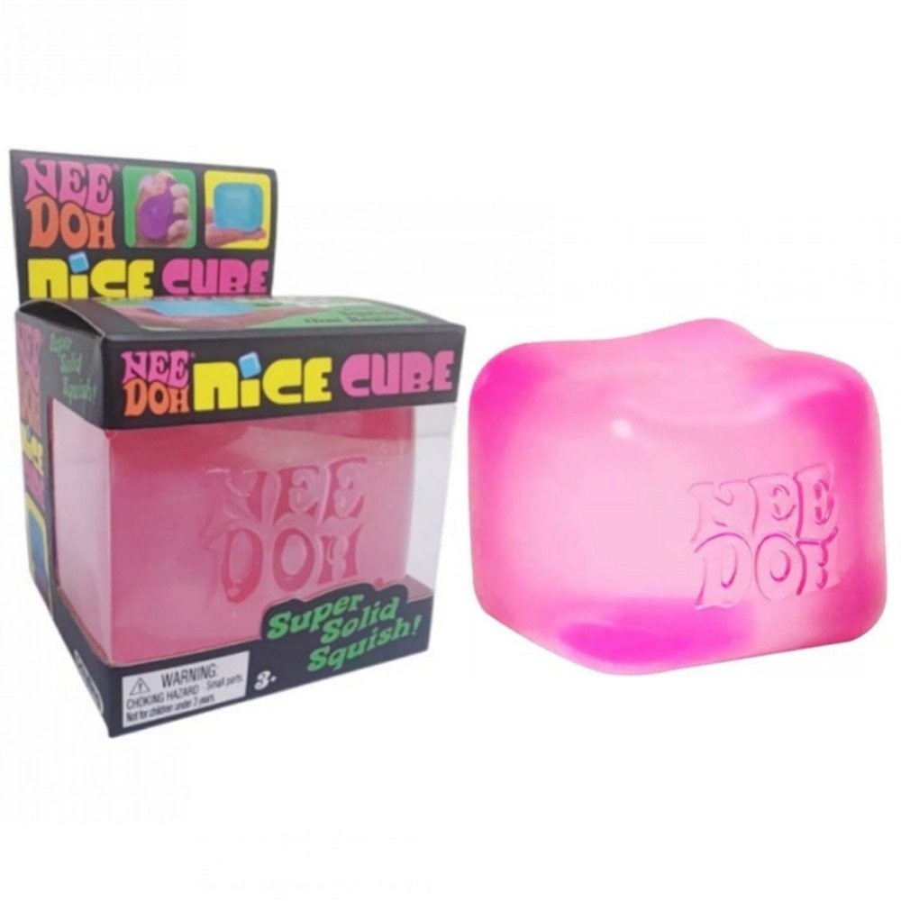 Nee Doh Nice Cube - Super Solid Squish! (Pink) - Brand New