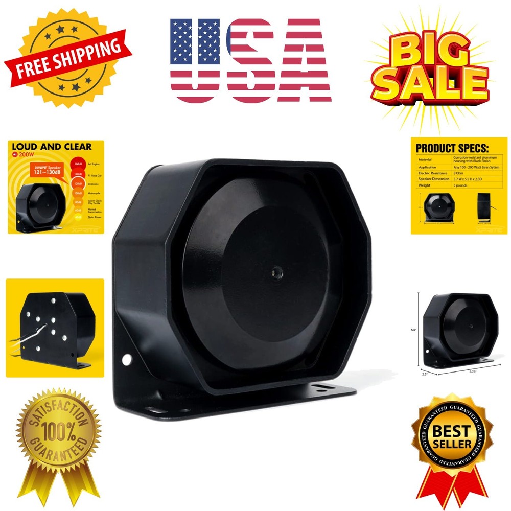 Compact 200 Watt High Performance Extra Slim Siren Speaker Capable with Any 1...