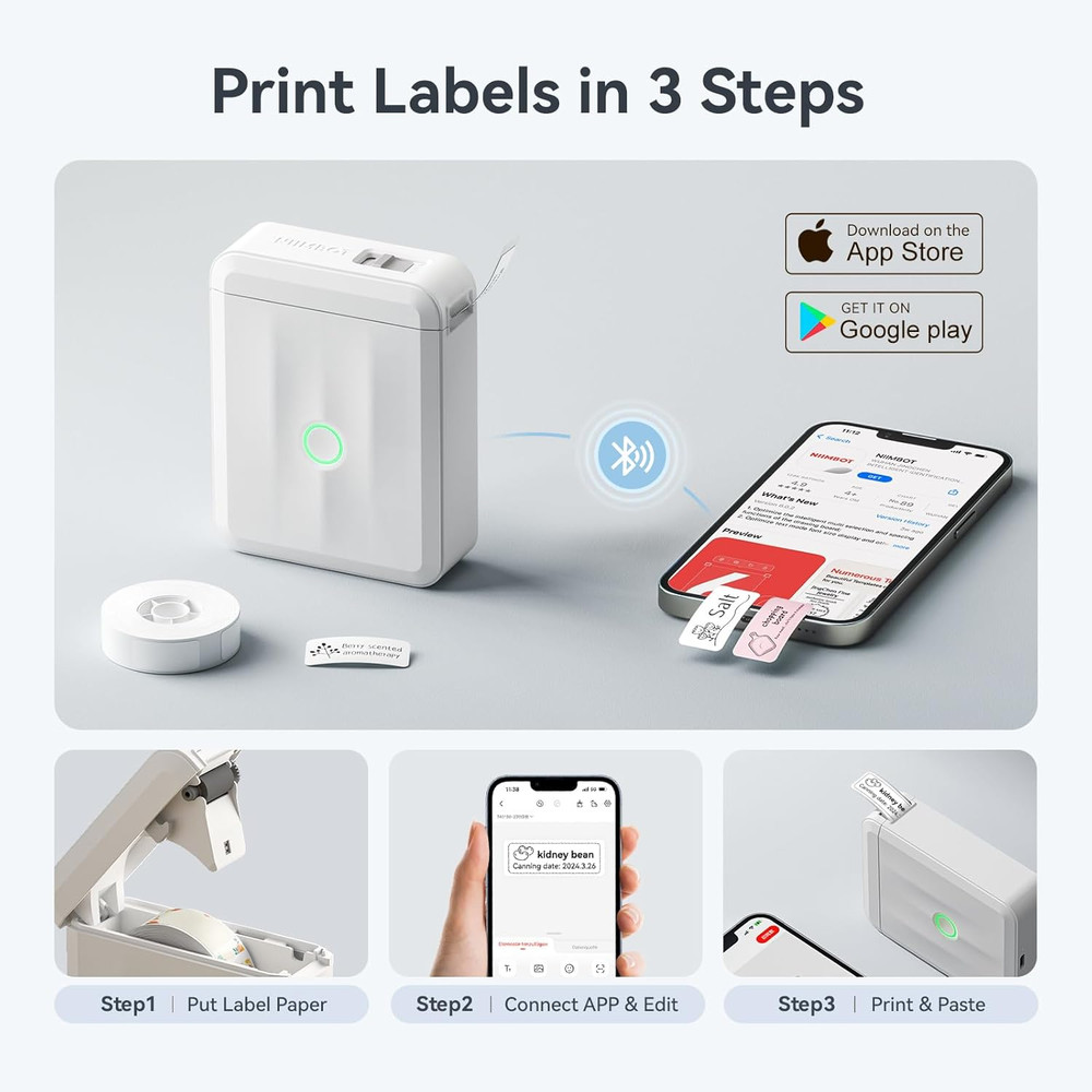 D110 Upgraded Version Mini Label Maker Machine with Tape, Portable Bluetooth The