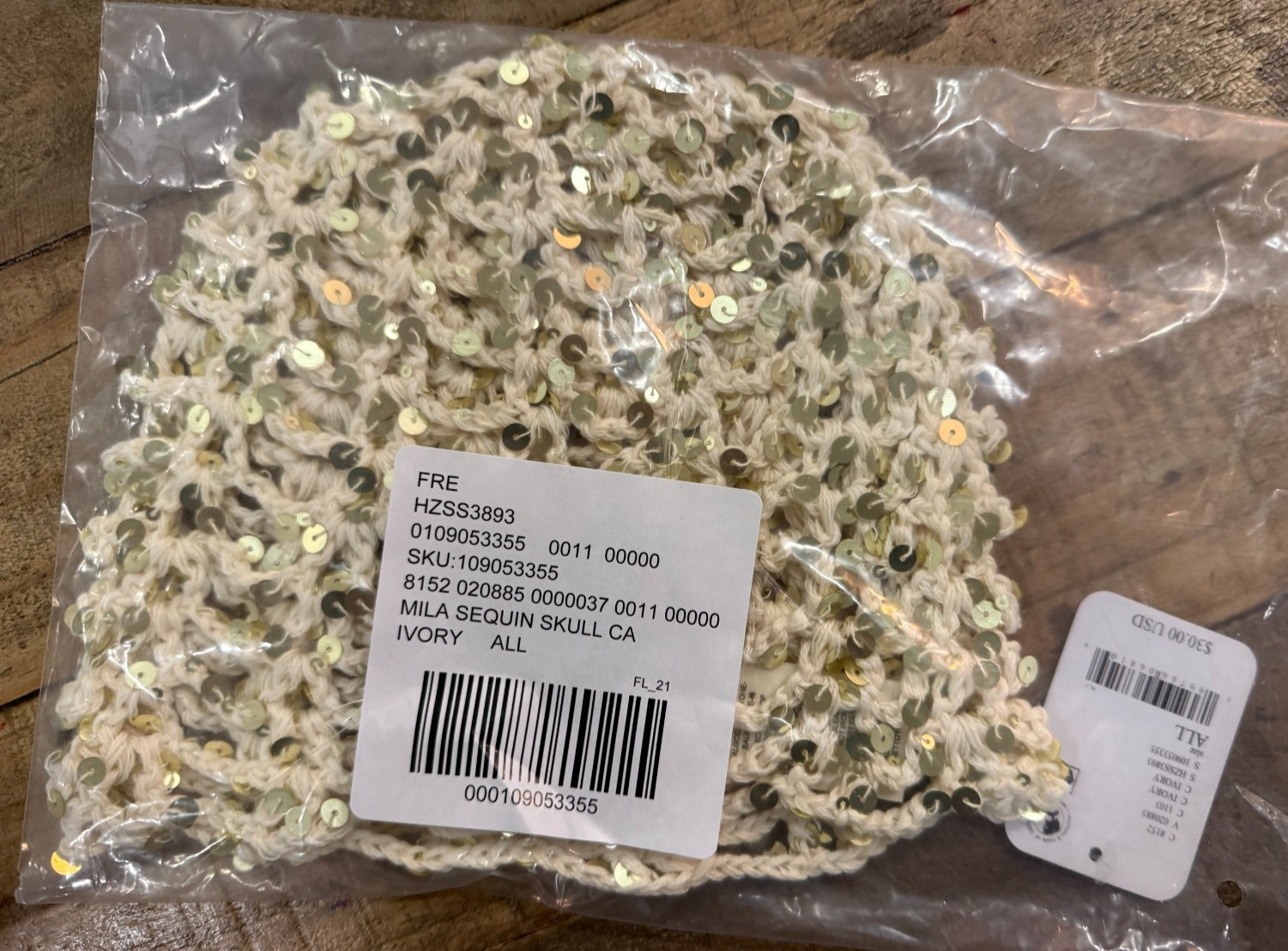 Free People Mila Sequin Disco Cap  - For Women - Factory Sealed - One Size - NWT