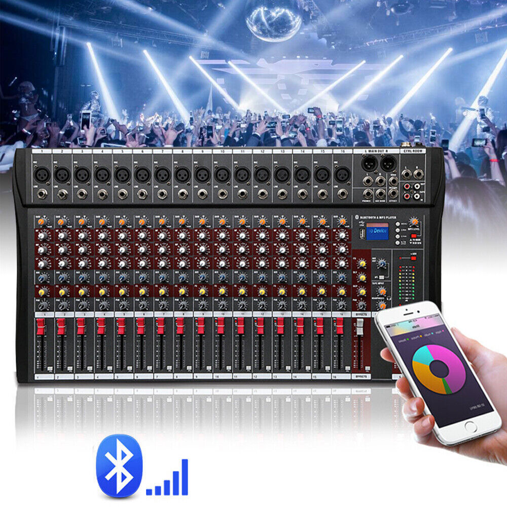 8/12/16 Channel Mixing Console Sound Pro USB Bluetooth Live Studio Audio Mixer