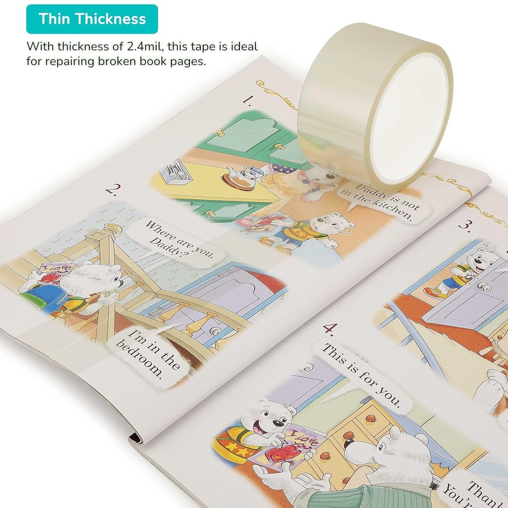 Thin Clear Bookbinding Tape 1inx108ft No Residue