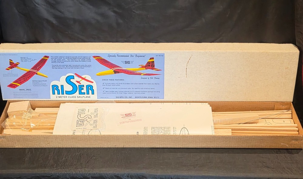 Sig RISER  2 Meter Class RC Glider balsa model kit NEW