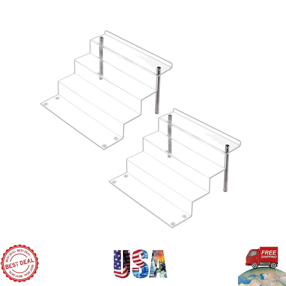 Clear 4-Step Acrylic Display Risers - Securely Showcase Your Figures & Collec...