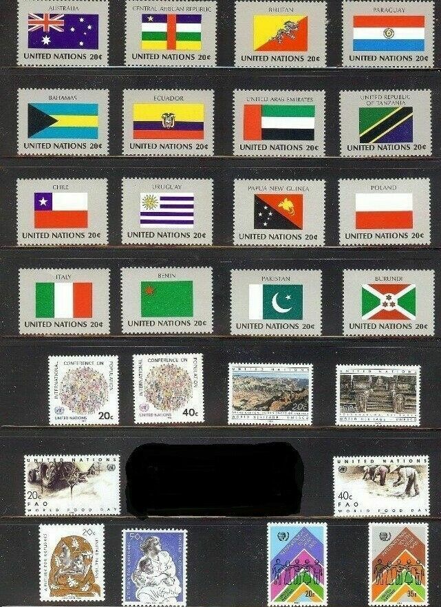 United Nations NY 1984 Year Set #417-442 Mint Singles NH Includes Flags!
