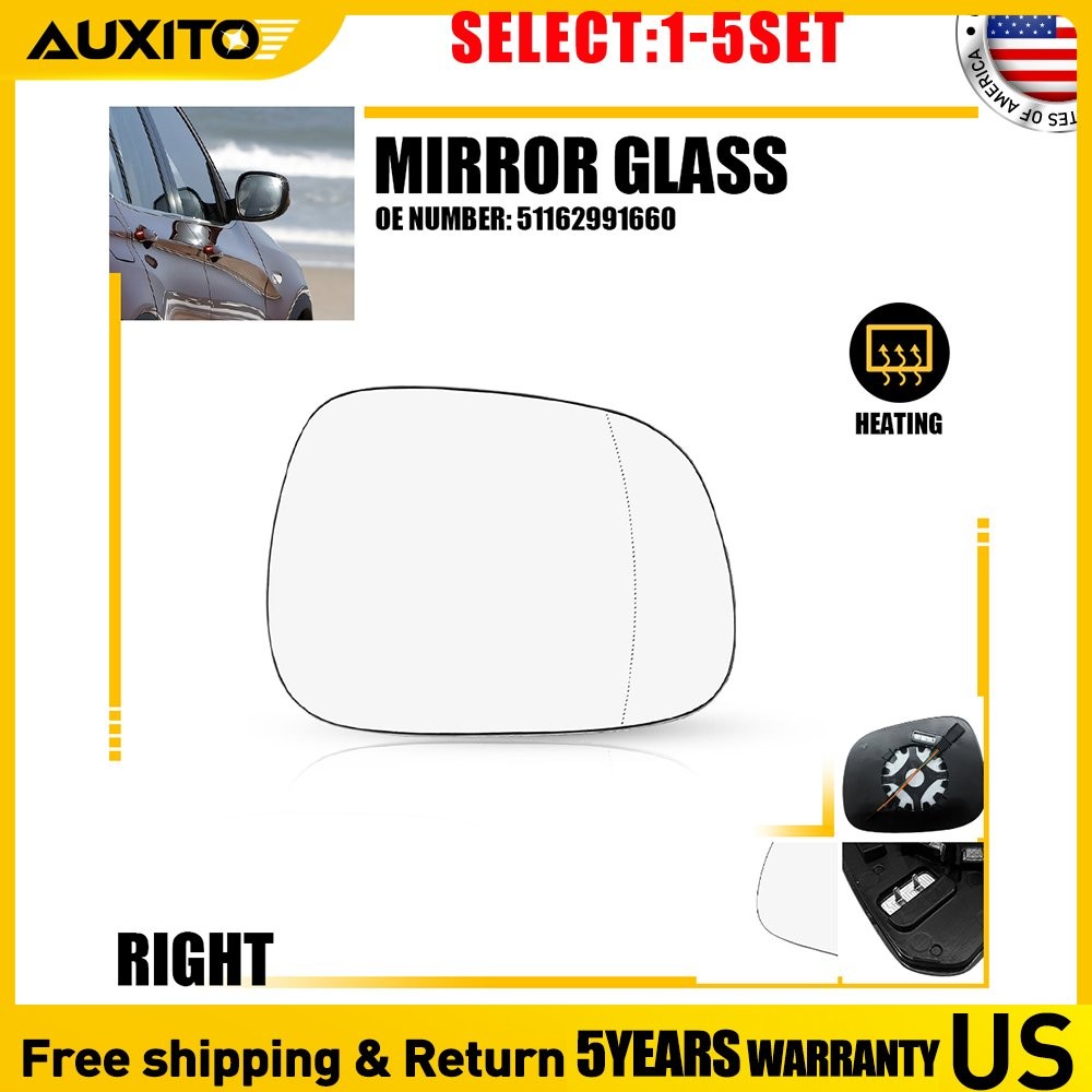 Mirror Glass RH For 11-14 BMW X3 F25 With Heated 4 Pin Plug Passenger Side 1-5X