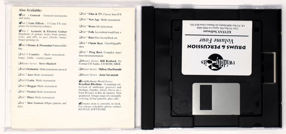 Keyfax Software Volume 4 Drums & Percussion 3.5 Floppy Disc Sample/Sound Library