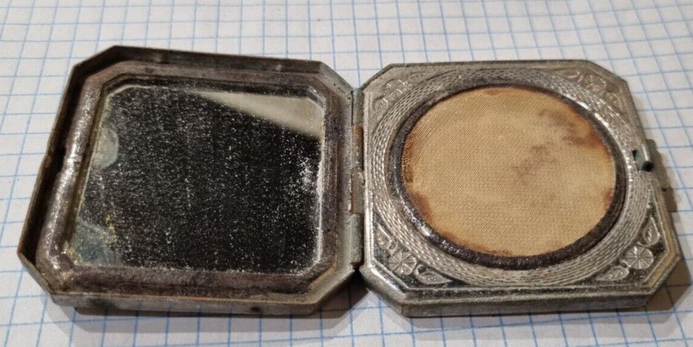 vintage powder box, silver plated