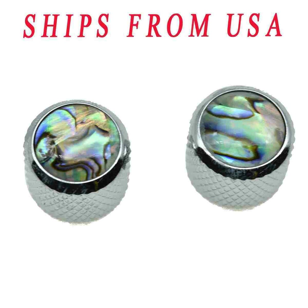 KAISH 19.5mm Abalone Inserts Dome Knobs Guitar Bass Knobs fits PBass/Tele Chrome