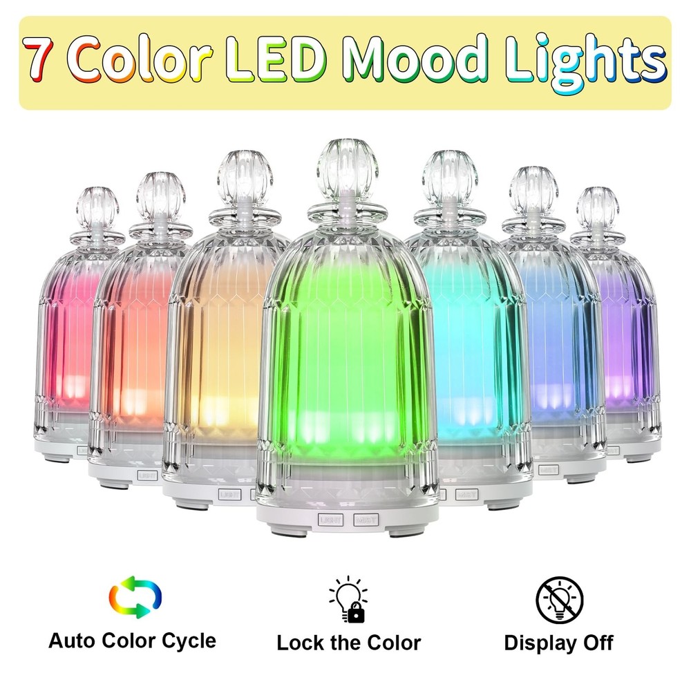 Glass Essential Oil Diffuser, Aroma Diffusers with Glass Cover & Pl... Fast Ship