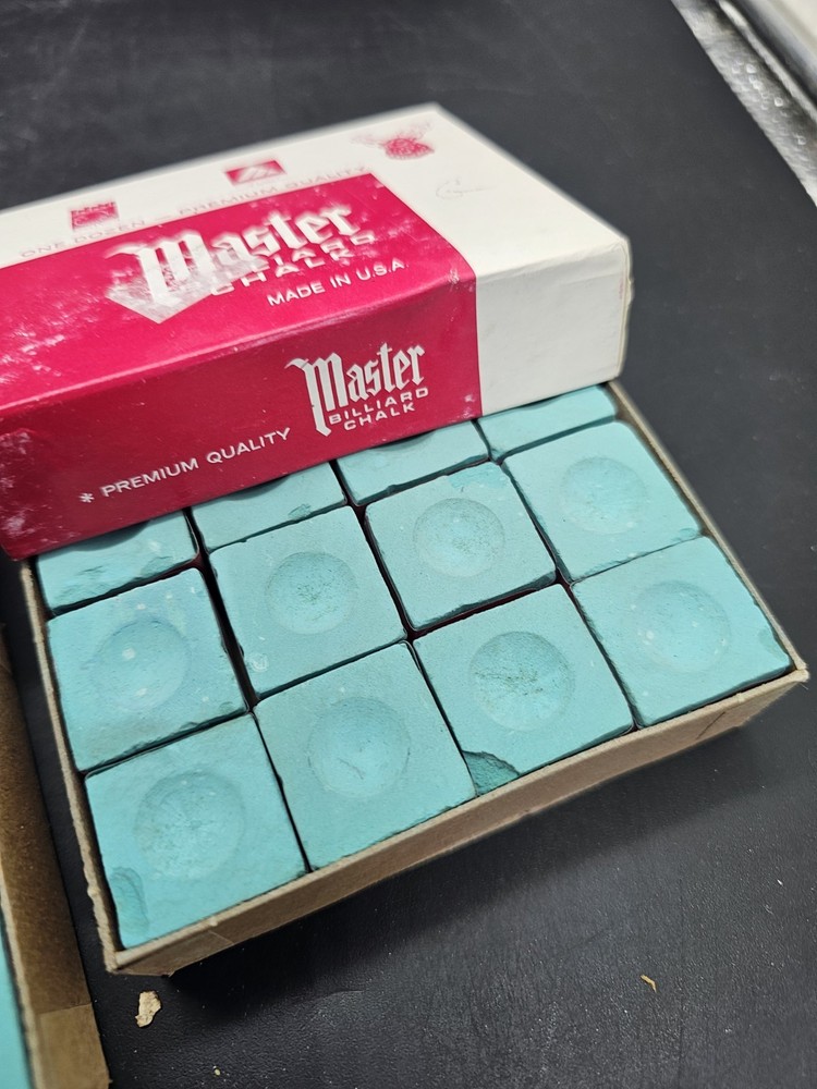 Master Pool Billiard Chalk Green 2 boxes 24pc USA w/ tip scuffer