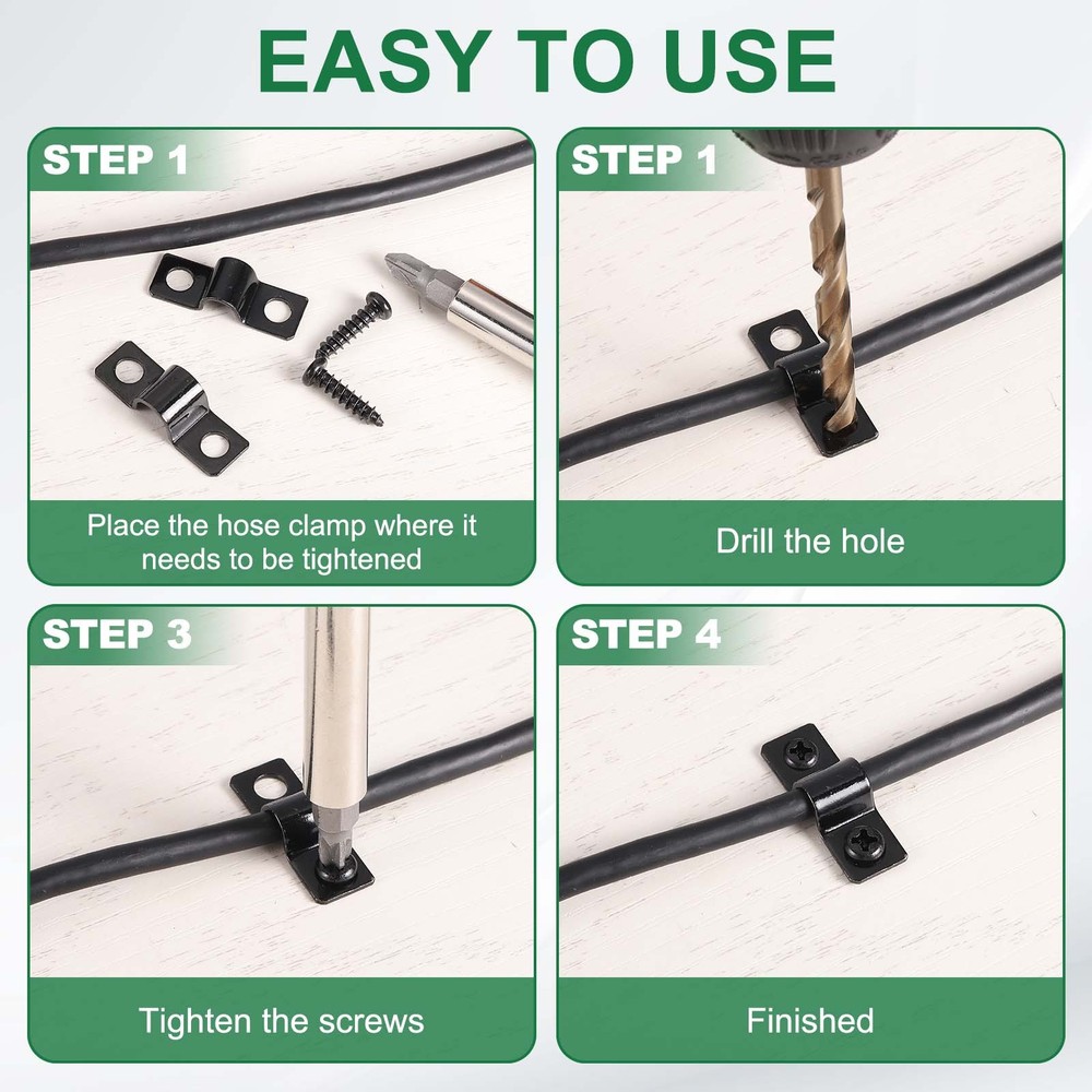 20Pcs 10mm(3/8") Two Hole Pipe Strap, U Brackets Conduit Clamp