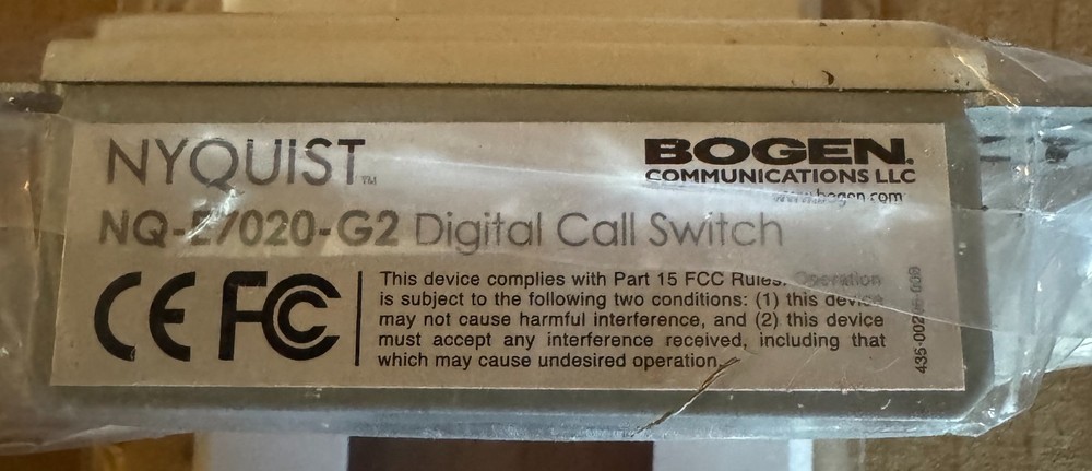 NEW Bogen Nyquist NQ-E7020-G2 Digital Call Switch