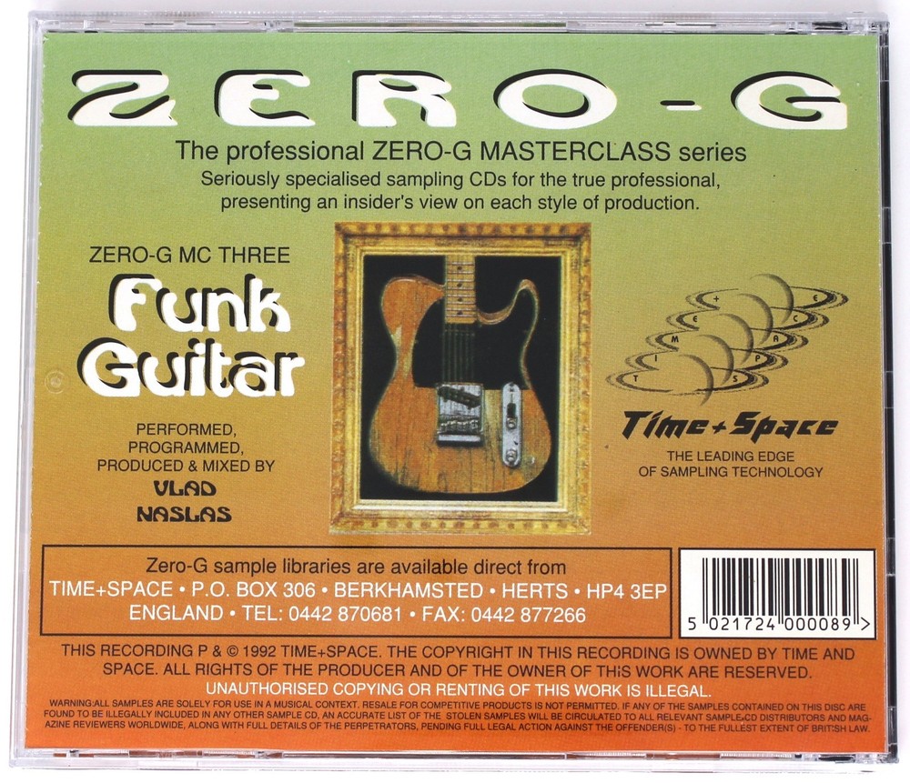 Zero-G Funk Guitar Sample/Sound Library/Sampling CD 1992 Time + Space