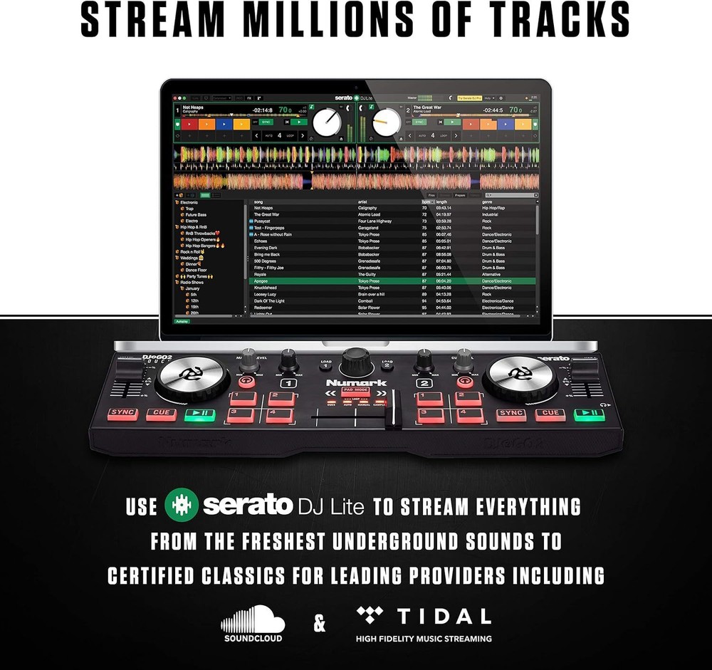 Numark DJ2GO2 Touch Compact 2 Deck USB DJ Controller