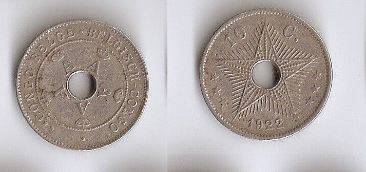 Belgian Congo 10 centimos 1922