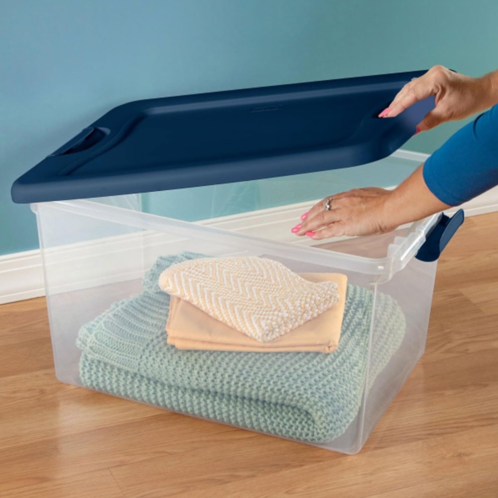 6-Piece Color Series, 64-Quart Capacity, Blue Option—Stackable Storage Boxes