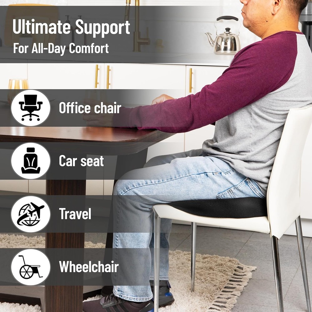 Ergonomic Memory Foam Cushion for Sciatica Relief – Air-Cloud Technology
