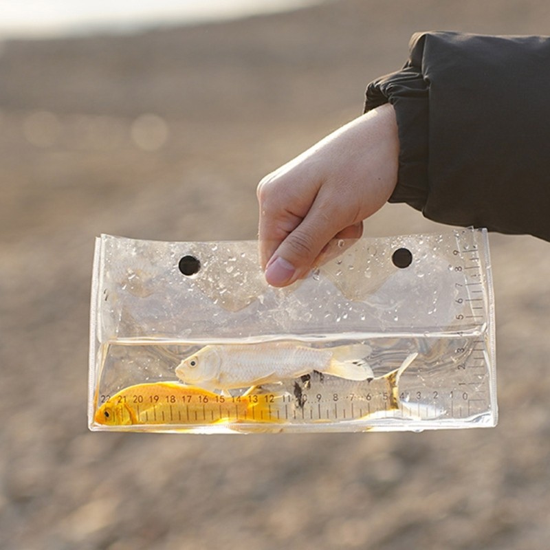 Quick Snapping Clear Fish Weigh Container Folding Live Fish Observation Bag