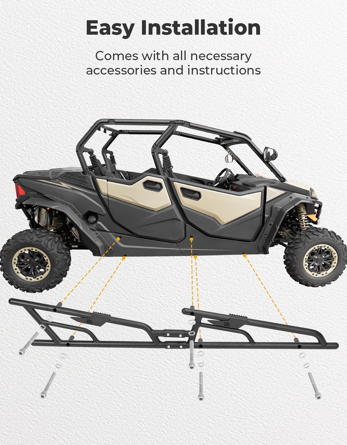 KEMIMOTO Nerf Bars Rock Sliders Black for 2024-2025 CFMOTO ZFORCE 950 SPORT 4