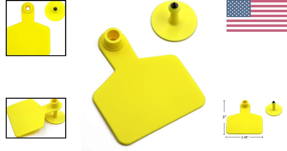 High-Quality Yellow Cattle Ear Tags - 100 Durable Plastic Identification Tags