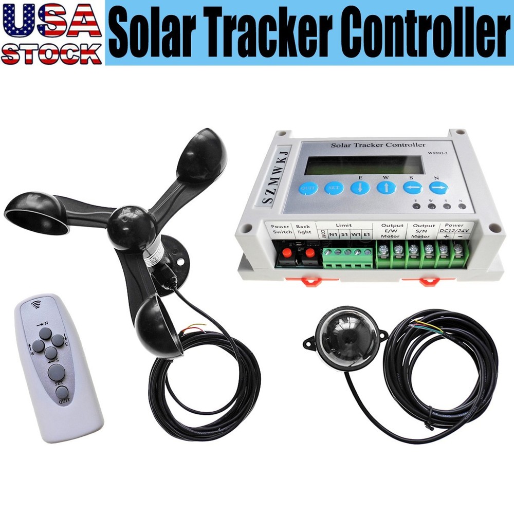 Solar Tracking Dual Axis Tracker LCD Electronic Controller W/ Wind Speed Sensor