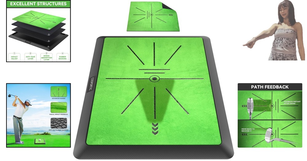 Golf Training Mat for Swing Path Detection – 1'4" x 1' Foldable Design
