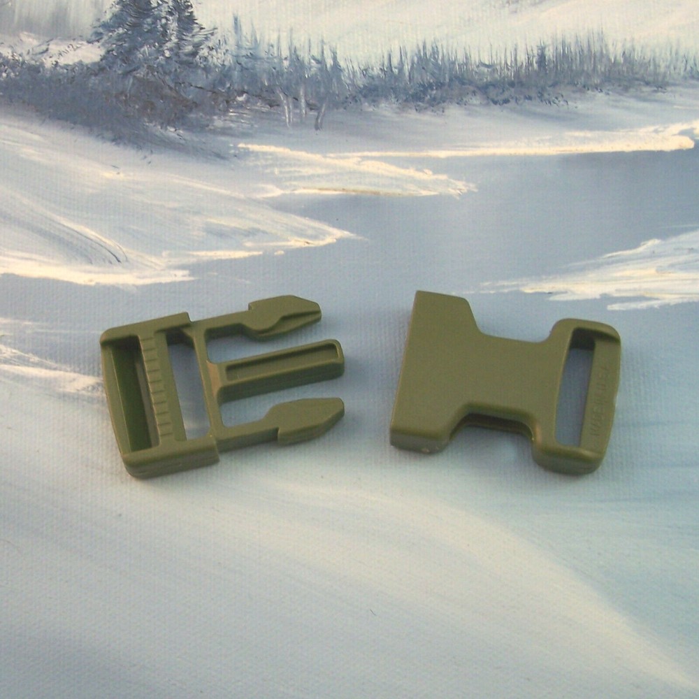 OLIVE DRAB QUICK RELEASE BUCKLE FOR 1" WEBBING ~ OD ~ 3 PACK ~ US Mfg