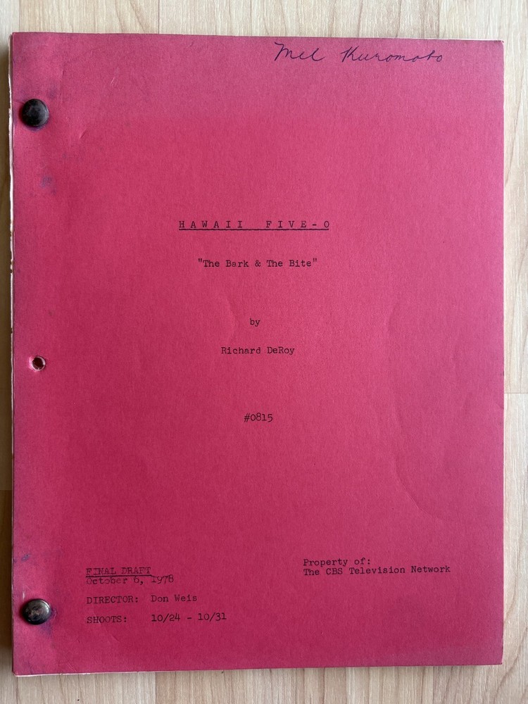 Hawaii Five-O 'The Bark & The Bite' Original Script Final Draft 1978